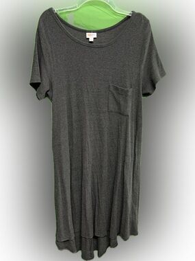 LuLaRoe Short-Sleeve Pocket Carly Dress - Charcoal Gray